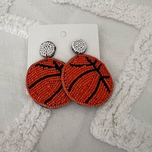 Orange Beaded Basketball Earrings